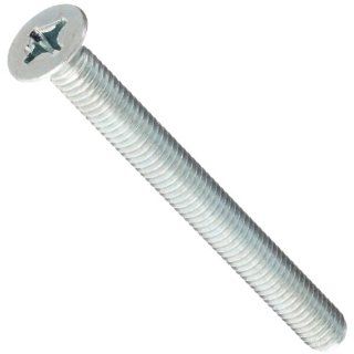 Steel Machine Screw, Zinc Plated Finish, Flat Head, Phillips Drive, Meets DIN 965, 14mm Length, Fully Threaded, M4 0.7 Metric Coarse Threads (Pack of 100)