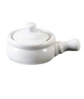 White Porcelain Onion Soup Bowl with Lid   10.5 Ounce Kitchen & Dining