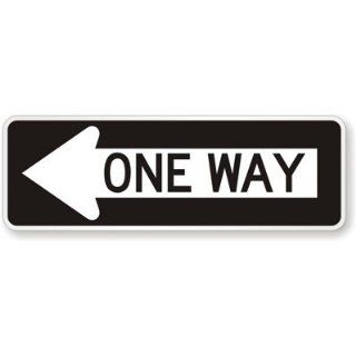 MUTCD One Way Sign (Left Arrow), High Intensity Grade Reflective Sign, 80 mil Aluminum, 36" x 12" Industrial Warning Signs