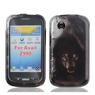 ZTE Avail Z990 Z 990 Silver with Black Fearsome Wolf Animal Dog Design Snap On Hard Protective Cover Case Cell Phone Cell Phones & Accessories