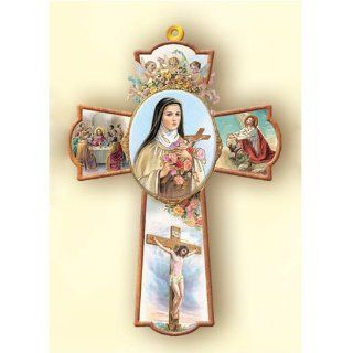 Wooden Wall Cross  Saint Theresa   MADE IN ITALY, 6in.  