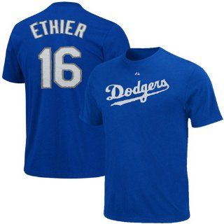 Los Angeles Dodgers Andre Ethier Fashion Name & Number T Shirt (Blue) M Clothing