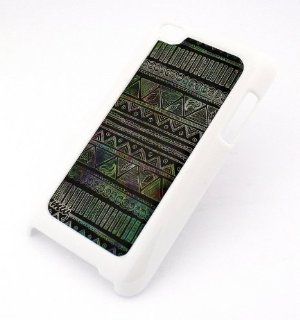 WHITE Snap On Case for APPLE IPOD TOUCH 4 / 4G / 4th Gen Generation Plastic Cover  PRISM SKETCH MAYAN AZTEC tribal indian american colored hand drawn Cell Phones & Accessories