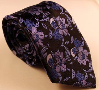 New Men's 100% Silk Italian Black and Blue Floral Design Medici Tie  Other Products  