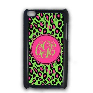 Lime green and hot pink animal print   monogrammed iPod case, iPod Touch 4g cover, iTouch case Cell Phones & Accessories
