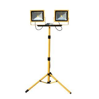Lind Equipment LE970LED TD R Super Bright Dual Head LED Portable Floodlight with Ruggedized Option, 2 x 50 Watts, Weatherproof, Thicker Yoke, Stronger Strain Relief, 15' 16/3 SOOW cable, Shatterguard Film on Lens, Individual Switches, Robust 4 8' T