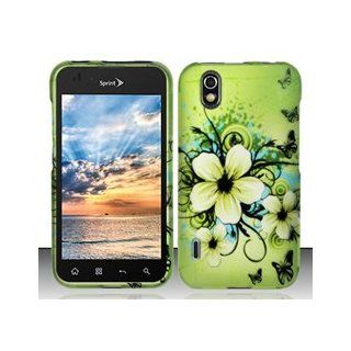 LG Marquee LS855 / Optimus Black P970 (Boost/Sprint) Hawaiian Flowers Design Snap On Hard Case Protector Cover + Car Charger + Free Neck Strap + Free Wrist Band Cell Phones & Accessories