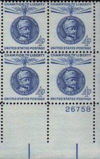 1960 GUSTAF MANNERHEIM ~ CHAMPION OF LIBERTY #1165 Plate Block of 4 x 4 cent US Postage Stamps 