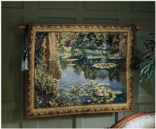 French Jacquard Loom Giverny Garden Wall Tapestry Inspired By Claude Monet.  
