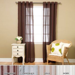 Sheer Faux Silk Herringbone Grommet Curtain 84"L   Chocolate   FS   Window Treatment Curtains