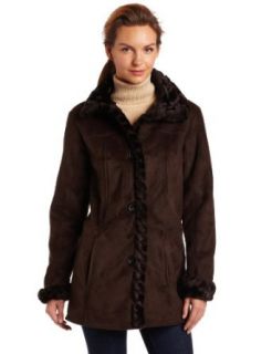 Jones New York Women's Suede To Pile Coat, Chocolate, Small Outerwear