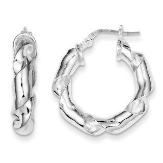 Sterling Silver Polished Twisted Hoop Earrings, Best Quality Free Gift Box Satisfaction Guaranteed Jewelry