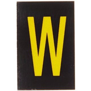 Brady 5905 W Bradylite 1 1/2" Height, 1" Width, B 997 Sheeting, Yellow On Black Color Reflective Letter, Legend "W" (Pack Of 25) Industrial Warning Signs
