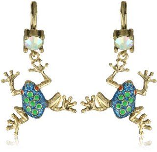 Betsey Johnson "Rio" Frog Drop Earrings Jewelry