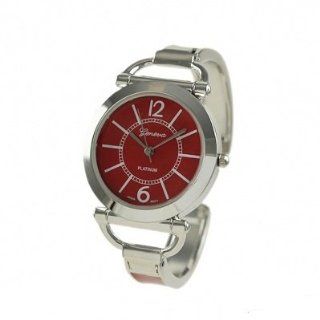 Geneva Platinum 12273212 Women's Round Face Cuff Watch RED Watches