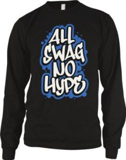 All Swag No Hype Men's Long Sleeve Thermal, Graffiti Style Swagger Design Men's Thermal Shirt Novelty T Shirts Clothing