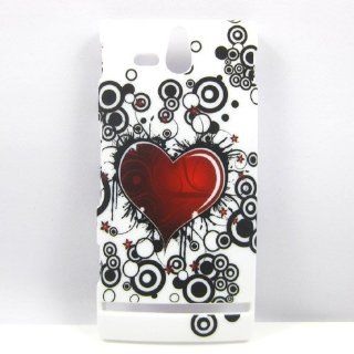 Red Heart and Circle Hard Back Case Cover Skin For Sony Xperia U ST25i Cell Phones & Accessories