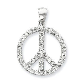 Sterling Silver CZ Peace Symbol Pendant Vishal Jewelry Jewelry