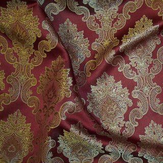 54" Wide Fabric "Jacquard Paramont Damask Design Color Burgundy" Fabric By the Yard  Other Products  