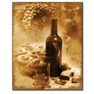 8" x 10" Ceramic Wine Plaque   Wine/Bread/Grapes  with standard wall hanger   Decorative Plaques