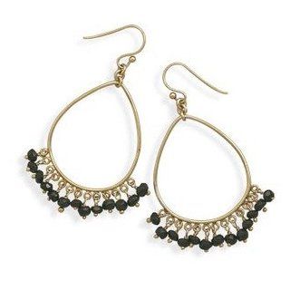 Black Onyx Chandelier 14K Gold Over Sterling Silver Earrings Jewelry