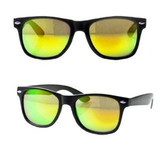 MJ Boutique's Black Wayfarer Sunglasses   Yellow Reflective Mirror Lens 