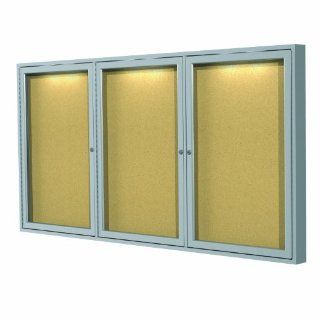 Concealed Lighting Bulletin Board Size 48" x 96" (3 door) 