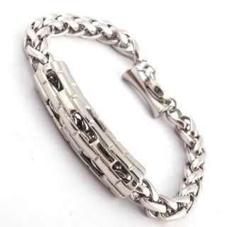 8.78'' Women Silver Hollow Out Rectangle Chain Link Bracelets Stainless Steel Bracelet for Men Baby