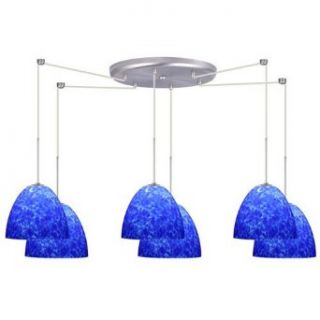 Vila 6 Light Pendant Finish Satin Nickel, Glass Shade Blue Cloud, Bulb Type Incandescent   Ceiling Pendant Fixtures  