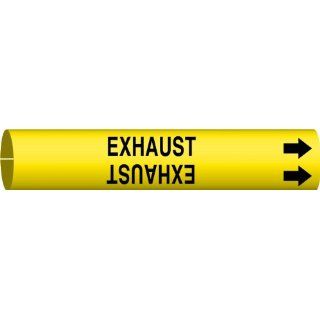 Brady 4057 D Bradysnap On Pipe Marker, B 915, Black On Yellow Coiled Printed Plastic Sheet, Legend "Exhaust" Industrial Pipe Markers