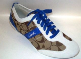 Coach Women's Baylee Sneaker (6, Khaki Logo/Blue) Shoes