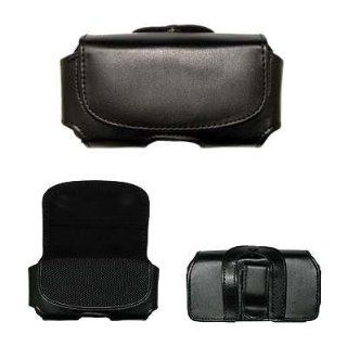 Executive Black Horizontal Leather Side Case Pouch with Belt Clip and Belt Loops for Blackberry Bold 9700 / Palm Pixi / Samsung Flight A797 Cell Phones & Accessories
