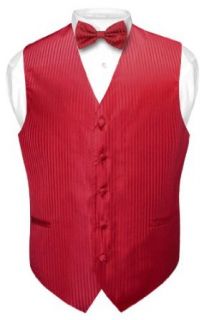 Men's Dress Vest & BOW Tie Red Striped Vertical Stripes Design Set at  Mens Clothing store