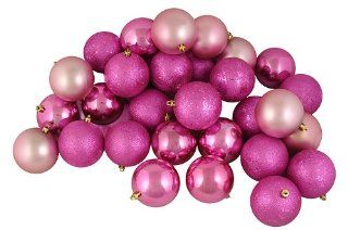 60ct Pretty in Pink Shatterproof 4 Finish Christmas Ball Ornaments 2.5" (60mm)   Bulk Pink Christmas Ornaments