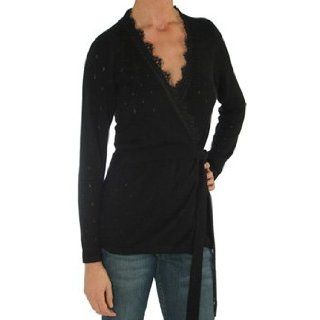 Tibi Long Sleeve Wrap Sweater with Lace Clothing