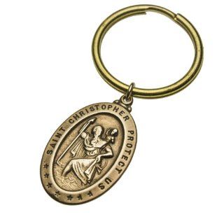 Saint Christopher Peace Bronze Keychain Jewelry