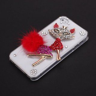 Bling Fox Rhinestone Clear Hard Plastic Case Cover for Apple iPhone 4S 4G   Worldwide Cell Phones & Accessories
