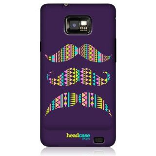 Head Case Designs Aztec Purple Moustaches Hard Back Case Cover for Samsung Galaxy S2 II I9100 Cell Phones & Accessories