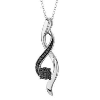 Black Diamond White Plated Over Sterling Silver Infinity Pendant Necklace With 18" Chain Jewelry