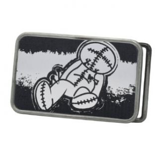 The Voodoo Doll Stylized Voo Doo Brushed Aluminum Belt Buckle ANTIQUE SILVER Clothing