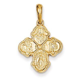 14k Gold Four Way Medal Pendant Jewelry
