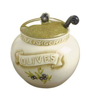 Grasslands Road Cucina Olive Jar with Spoon, 5 1/2 Inch by 5 1/4 Inch by 5 1/4 Inch Kitchen & Dining