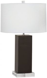 Robert Abbey CF995 Harvey   One Light Table Lamp, Coffee Glazed/Lucite Finish with Oyster Linen Shade    