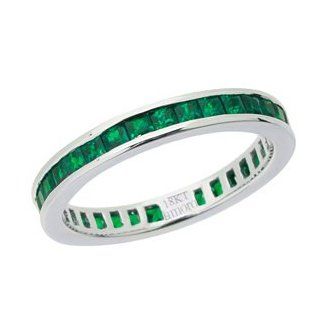 Emerald Eternity Band in 18kt White Gold Eternity Rings Jewelry
