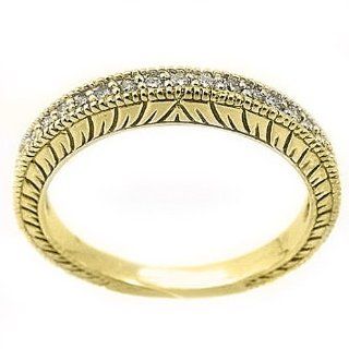 14k Yellow Gold Brilliant Round Antique/Vintage Diamond Wedding Band .33 Carats TheJewelryMaster Jewelry