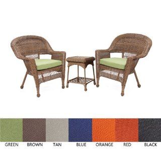 Honey Wicker Chair And End Table Set With Black Chair Cushion  Outdoor And Patio Furniture Sets  Patio, Lawn & Garden