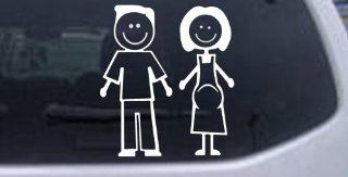Expecting Family Stick Family Stick Family Car Window Wall Laptop Decal Sticker    White 6in X 5.6in Automotive