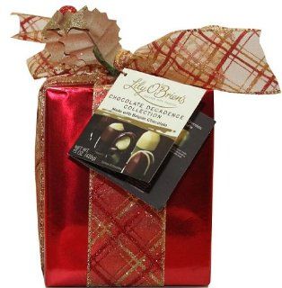 Lily O'Brien's Christmas Gift Box Wrapped 25 Chocolate Truffle   Red  Gourmet Chocolate Gifts  Grocery & Gourmet Food