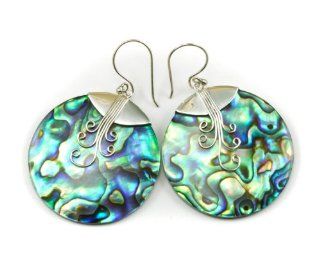 Sterling Silver Paua Abalone Shell Earrings Natural Round AAA Quality Spyglass Designs Jewelry