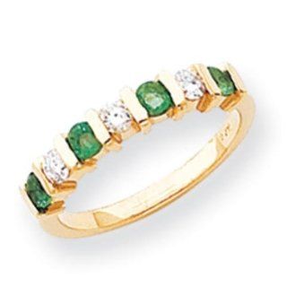 14k Gold 2.75mm Emerald AAA Diamond anniversary band ring Jewelry
